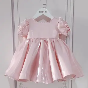 2023 פרח ילדה שמלות בנות פעוטות הנסיכה חרוזים קשת Ruched שמלת חתונות ילדים אופנתי ואלגנטי שמלות נשף