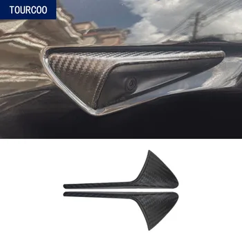 עבור טסלה מודל 3 Y 2021 יבש סיבי פחמן פנדר מצלמה כיסוי הגנת המכונית סטיילינג שינוי אביזרים