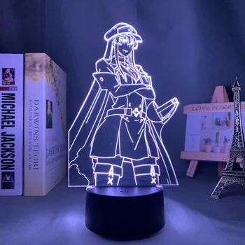 אנימה 3d המנורה Akame Ga להרוג Esdeath LED לילה אור על עיצוב חדר מנורת הלילה מתנת יום הולדת מנגה Akame Ga להרוג אור ניאון