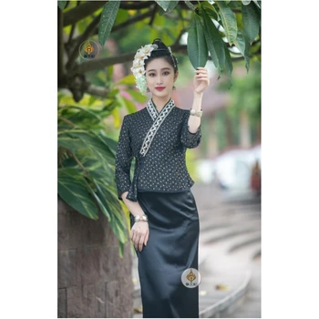 תאילנד לבוש מסורתי של נשים Slim Fit אלגנטי דאי תלבושת מזרחי-מזרח אסיה בגדים לאוס מיאנמר תאילנדי השמלה