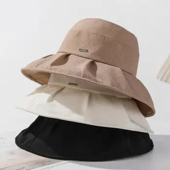 COKK דלי כובע נשים קיץ דייג כובע קרם הגנה חיצונית מקרית מתקפל כובע השמש שמשיה נסיעות מוצק צבע Sunhat נקבה
