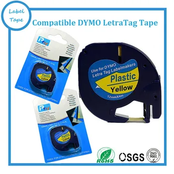 3PCS 91202 Dymo Letratag מדפסת הקלטת תואם על Dymo מדפסת שחור על צהוב מדפסת סרט