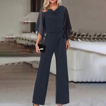 הקיץ המשרד נסיעה מקרית אופנה סרבלים שחבור שרוולים קצרים גבוהה המותניים Playsuit נשים תחרה מוצק אחד חתיכות בגד גוף