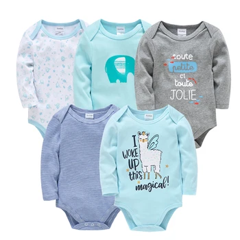 5 יח ' ילוד בגדי תינוקות בנים רומפר כחול שרוול ארוך בגד גוף ילדות 0 ל-12 חודשים בגדי תינוק ערכות מתנה משלוח חינם
