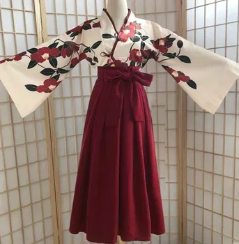 הקימונו סאקורה ילדה יפנית בסגנון פרחוני הדפסה בציר שמלת אישה מזרחי קמליה אוהבת תחפושות Haori יאקאטה אסיה בגדים