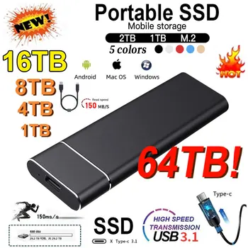 2TB נייד SSD 1TB M. 2 נייד כונן הזיכרון המוצק USB3.1 גבוהה, מהירות דיסק קשיח חיצוני דיסק קשיח עבור מחשבים ניידים/שולחניים/ניידים