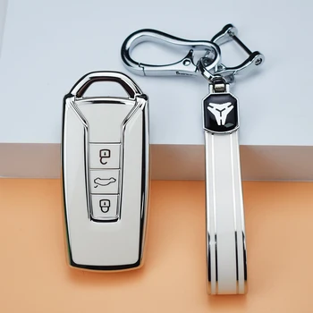 איכות גבוהה רך TPU מפתח הרכב Case כיסוי עבור פולקסווגן פולקסווגן טוארג 2019 2020 2021 2022 מעטפת Fob טבעת מחזיק מפתחות מגן
