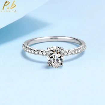 PuBang תכשיטים יפים מוצק כסף סטרלינג 925 קלאסית אליפסה Moissanite טבעת יהלום עבור נשים, מסיבת אירוסין, מתנה משלוח חינם